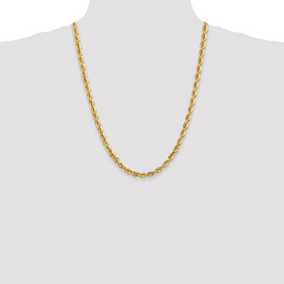 5.5mm, 14k Yellow Gold, Diamond Cut Solid Rope Chain Necklace, 24 Inch - Picture 2 of 8